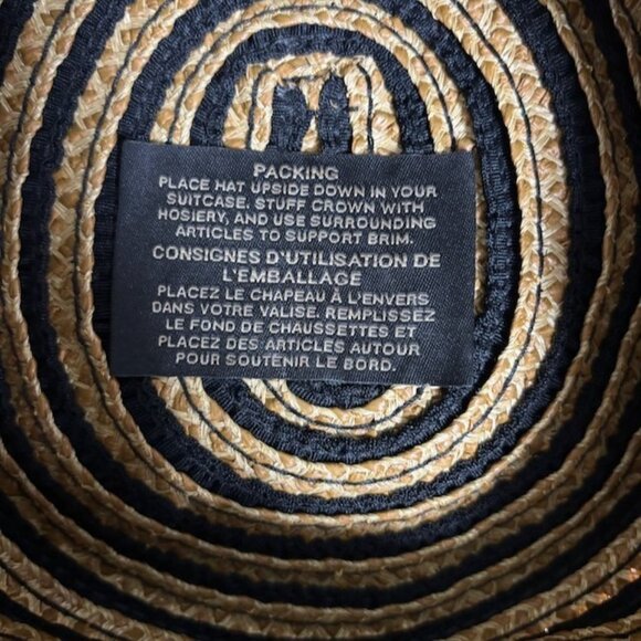 Eric Javits Squishee Womens Bucket Hat Beige Black Stripe UPF 50+ Beach Bohemian - Picture 10 of 13